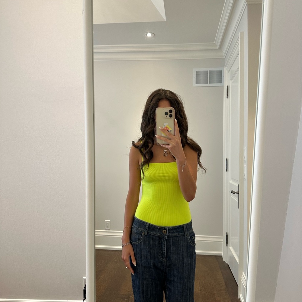 Neon Yellow Women's Bodysuit - Picture 3 of 8